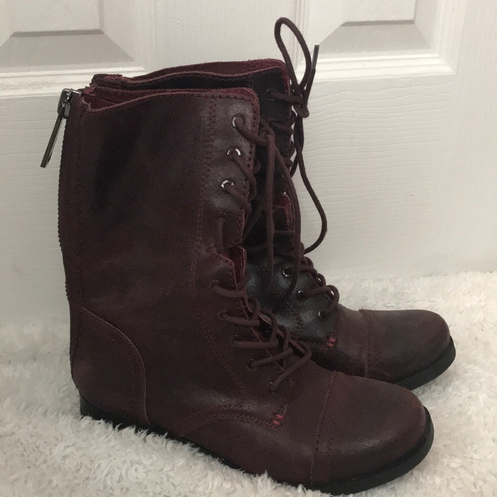 Aldo Combat Boots - Burgundy